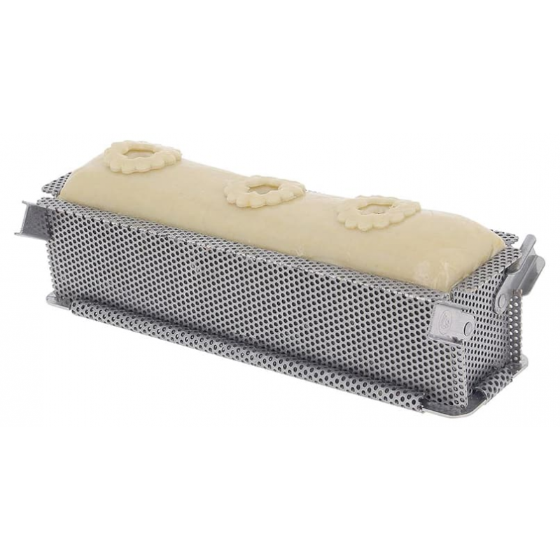Moule à pâté en croûte dépliable inox perforé GEOFORME 35x7x7,5cm