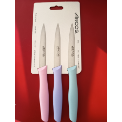 Set de 3 couteaux 10 cm pastel