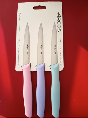 Set de 3 couteaux 10 cm pastel