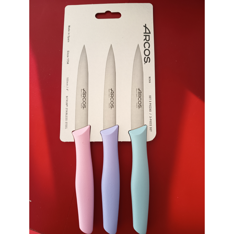Set de 3 couteaux 10 cm pastel